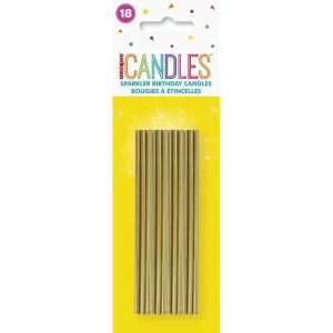 Gold Sparkler Birthday Candles (Pack Of 18)