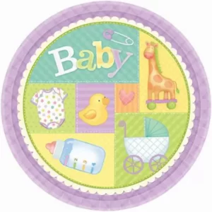 Baby Shower Colourful Paper Plates (Pack of 8)