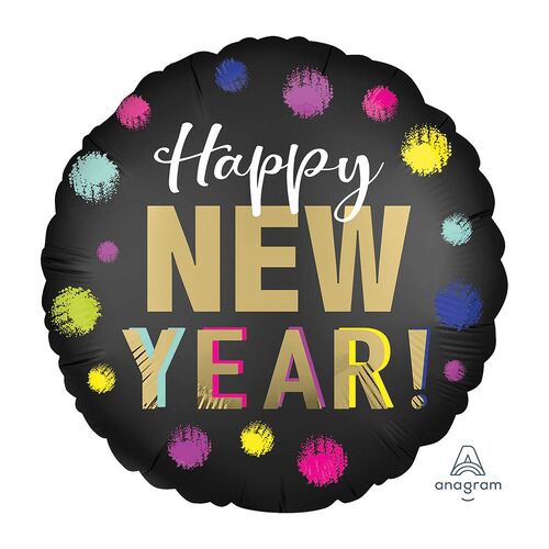 Standard Satin XL Satin Dotted Happy New Year Foil Balloon