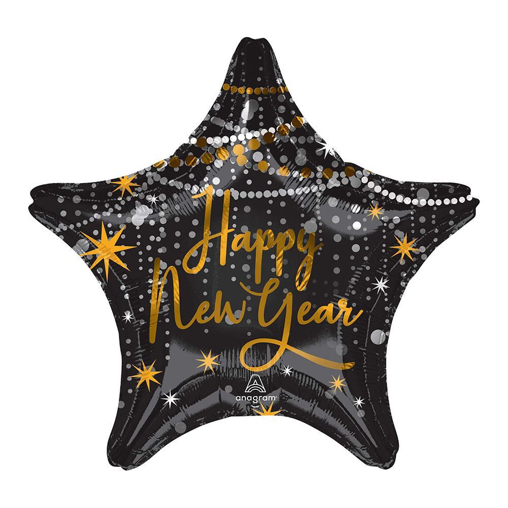 Standard XL Happy New Year Midnight Hour Star Foil Balloon