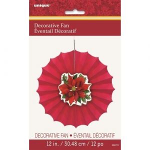 Holly Poinsettia Decor Fan