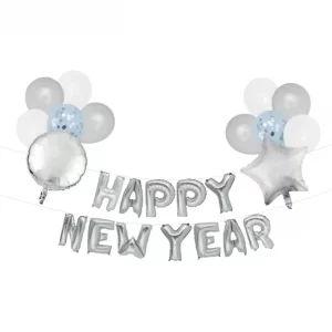 Silver New Year Balloon Kit (24 Balloons)
