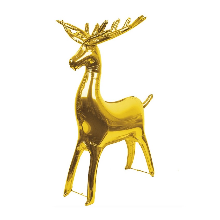 Gold Standing Reindeer Foil Balloon Small Peci Australia Pty Ltd