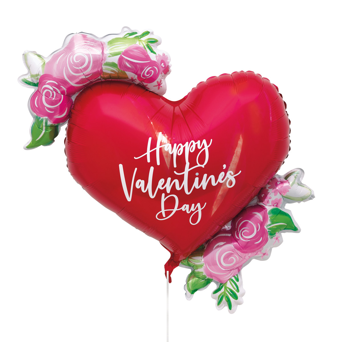 FLOWERLY "HAPPY VALENTINE'S DAY" HEART FOIL BALLOON WITH RIBBON