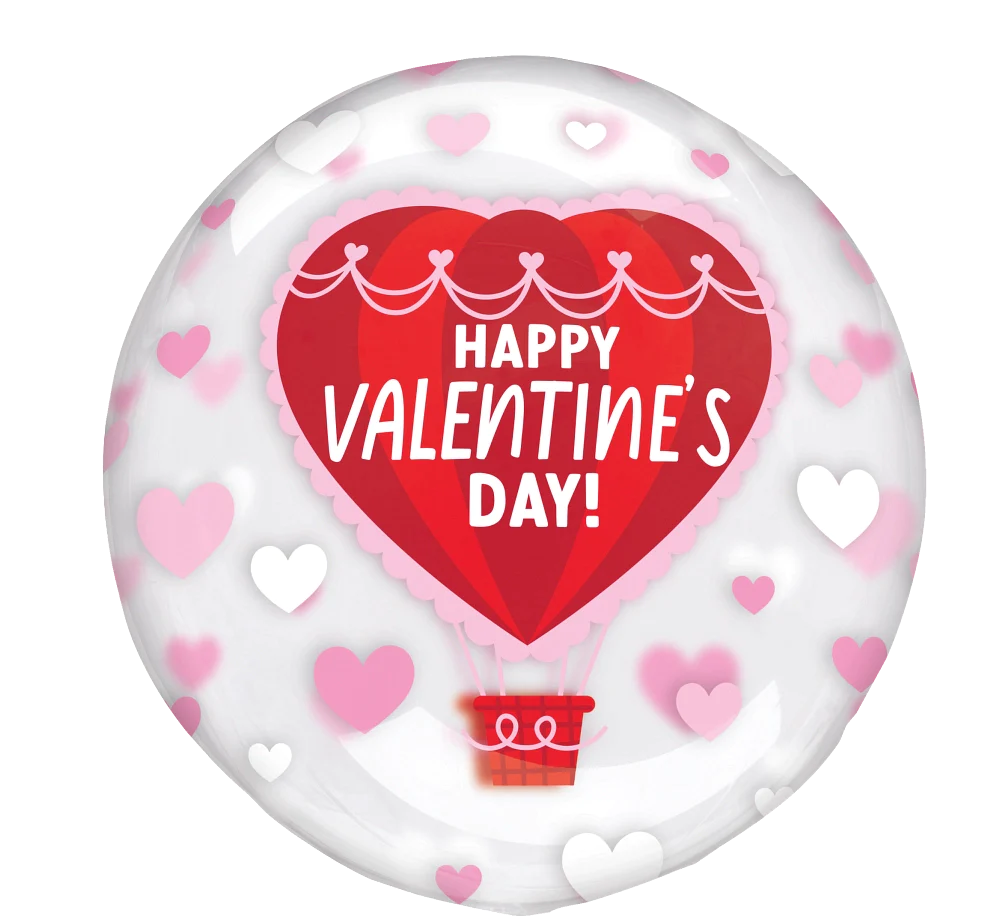 HAPPY VALENTINE'S DAY Hot Air Balloon 18" Clearz Balloon