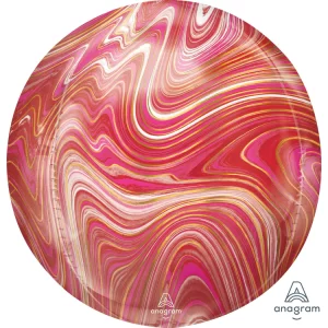 Red and Pink Marble Design Orbz Balloon (15")