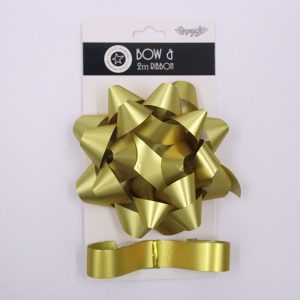 12.5cm Bow & 2M Ribbon Champagne Gold