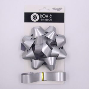 12.5cm Bow & 2M Ribbon Silver