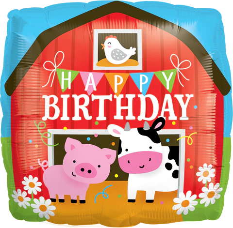 SQUARE FOIL BDAY BARN 18"