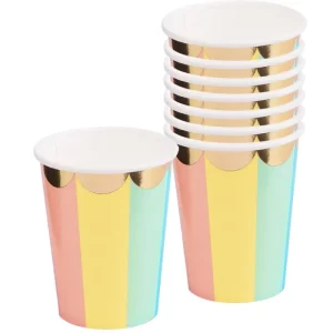 Pastel Rainbow Candy Stripe Paper Cups
