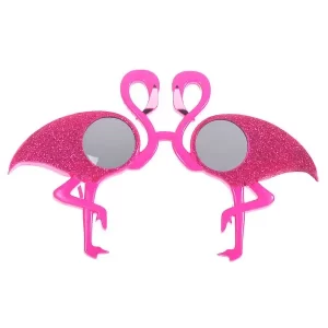 Large Tropical Pink Glitter Flamingo Costume Glasses