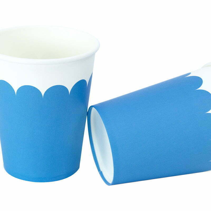 Blue & White Scalloped Paper Cups