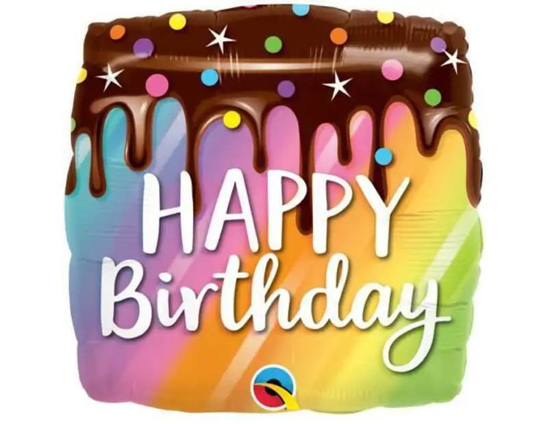 Happy Birthday Drip Cake Foil Balloon 46cm