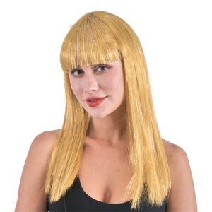 Long Gold Wig with Fringe
