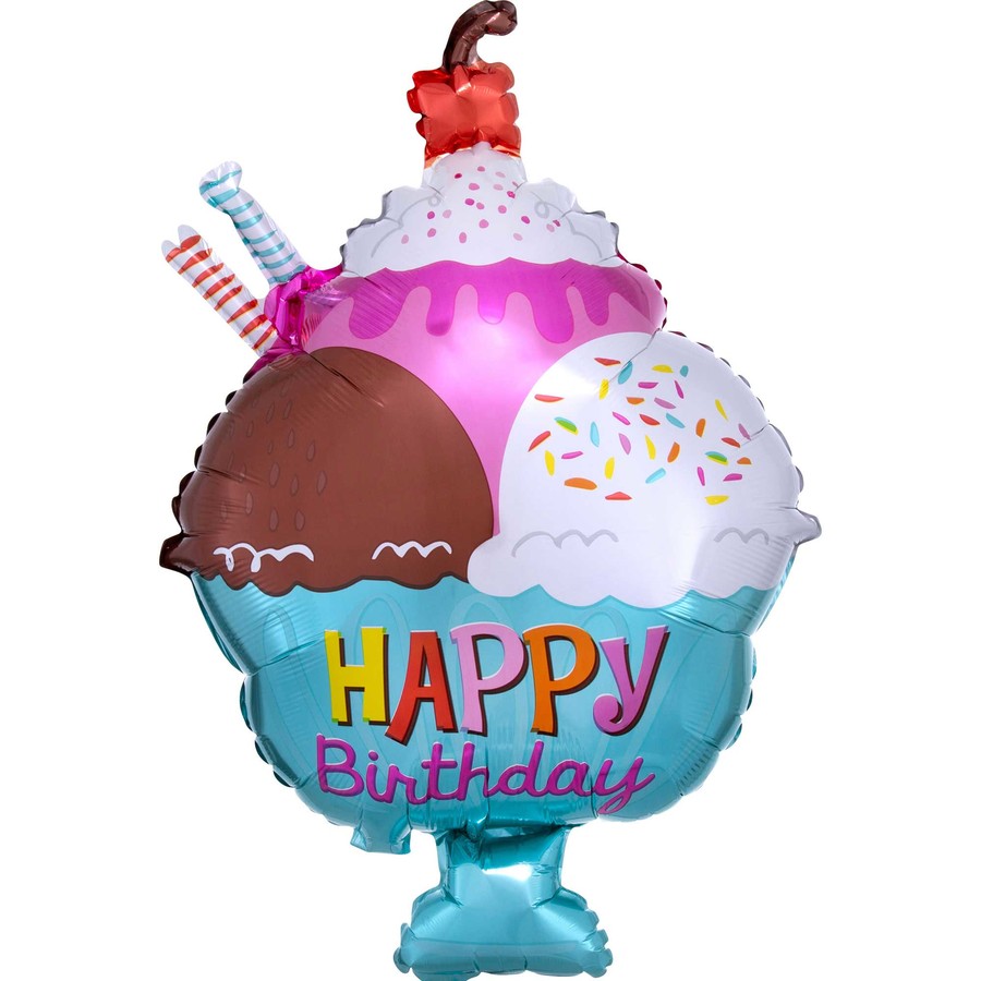 unior Shape XL Ice Cream Sundae Happy Birthday Foil Balloon