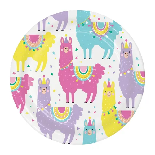 Llama Party Small Paper Plates (Pack of 8)