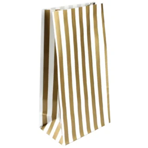 Paper Party Gold Striped Loot Bags Pack of 10