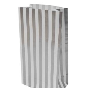 Silver Paper Party Striped Loot Bags Pack of 10