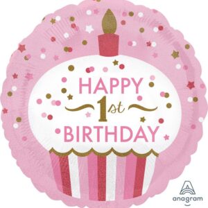 Party Balloon 1st Birthday Cupcake Girl Balloon 18"