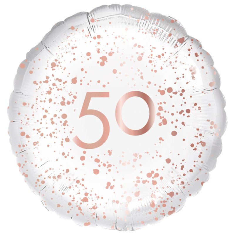 Rose Gold Round 50th Birthday Foil Balloon 45cm