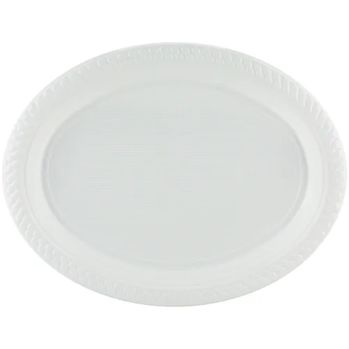 Everyday Living Reusable White Plastic Oval Plates (Pack of 25)