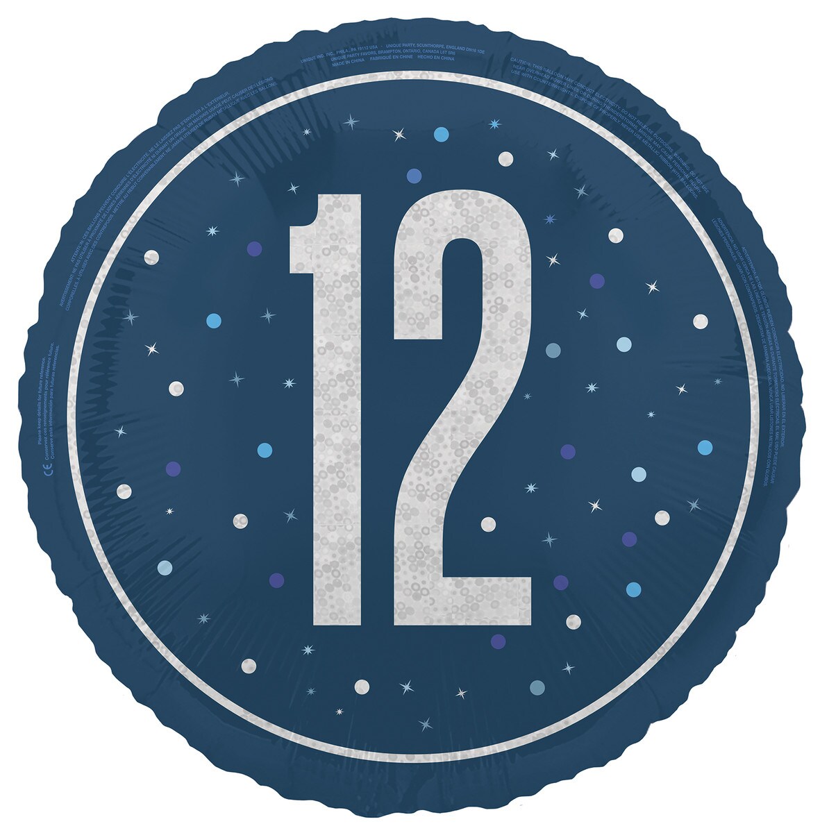 Blue "12" 45cm (18") Foil Prismatic Balloon
