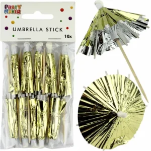 Gold Foil Cocktail Umbrella Picks (Pack of 10)