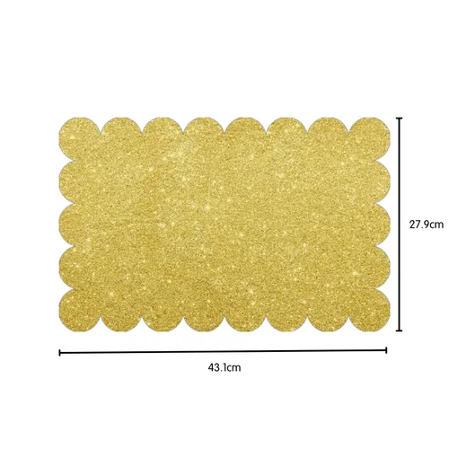 Gold Glitter Scalloped Plastic Placemats (Pack of 8)