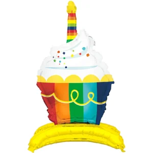 Rainbow Cupcake Standing Air Fill Balloon 72cm