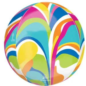 Vibrant Macro Marble Orbz Foil Balloon