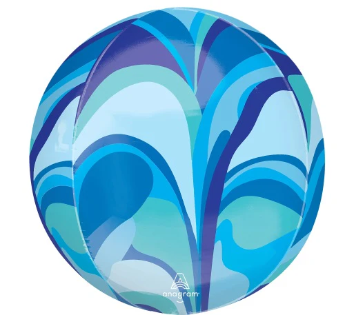 Blue Macro Marble Orbz Foil Balloon