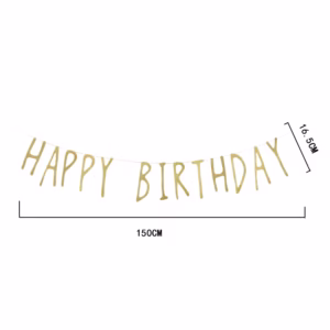 Glitter Gold thin Bunting Happy Birthday Banner