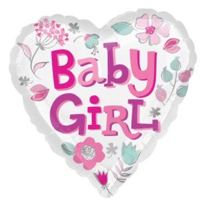 Baby Girl Heart Foil Balloon - 43cm