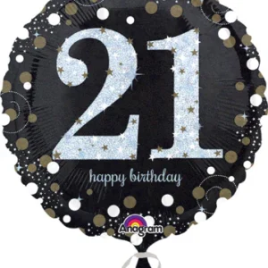 Sparkling Celebration 21st Happy Birthday Round Foil Balloon 45cm
