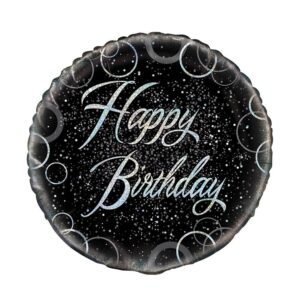 Glitz Silver Happy Birthday Foil Balloon 45cm