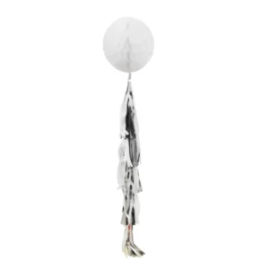 Honeycomb Balls Bright White With Silver Foil Tassel Tails
