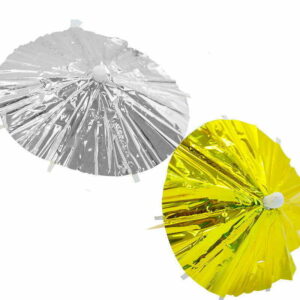 Gold and Silver Foil Cocktail Umbrella Picks (Pack of 12)