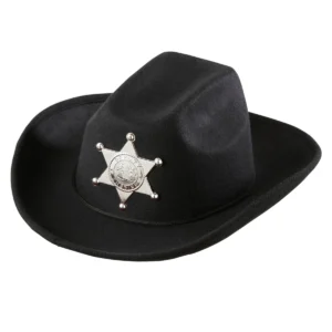 Kids Black Cowboy Hat with Sheriff badge