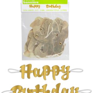 Happy Birthday Gold Foil Script Jointed Banner