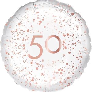 Rose Gold 50th Birthday Round Foil Balloon 45 cm