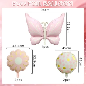 Pink Butterfly Foil Balloon Set