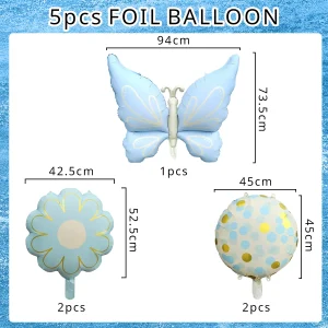 Blue Butterfly Foil Balloon Set