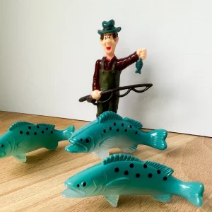 Vintage Tangled Fishing Cake Topper Funny Fisherman’s Birthday Party Theme